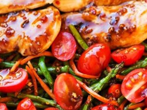Pollo basalmico e verdure in una sola padella