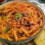 Pasta di Penne alla Salsiccia italiana piccante